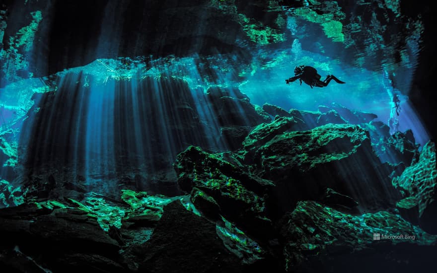 Underwater cenotes, Puerto Aventuras, Mexico