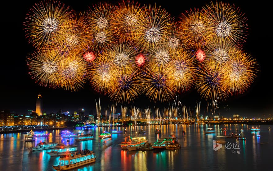 Big rice fireworks in Taipei, Taiwan