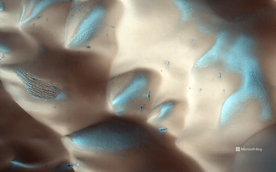 Frost-covered dunes on the surface of Mars