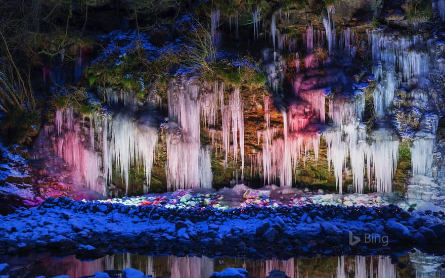 Illuminated icicles in Chichibu, Japan