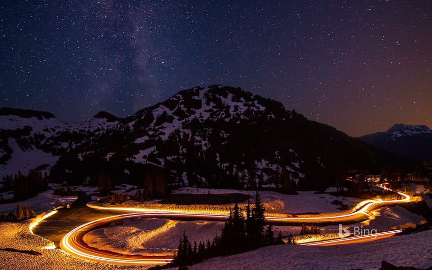 Long exposure of traffic in Osoyoos, B.C., Canada