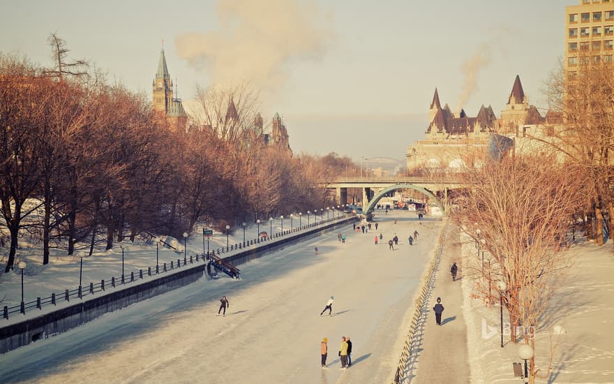 Skating on the Rideau Canal during Winterlude in Ottawa