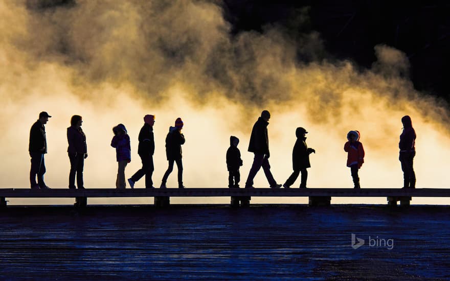 Visitors in Yellowstone National Park